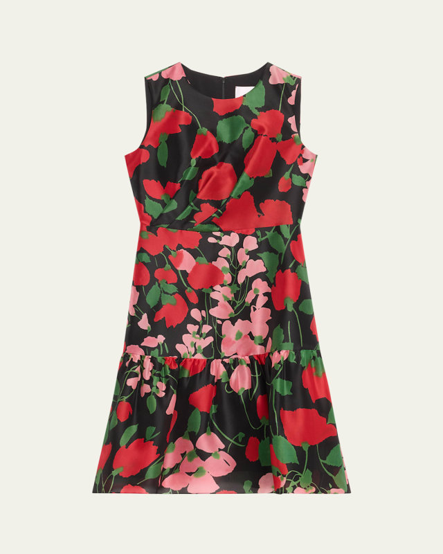 Floral Organza Flounce Hem Dress